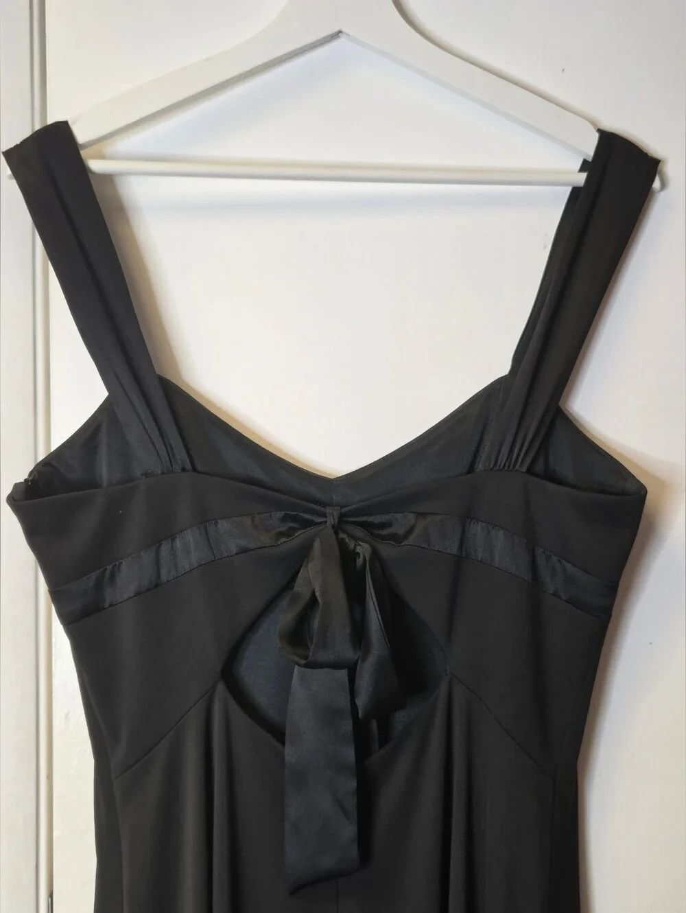 David Meister Black Silk Trim Keyhole Back Midi Dress Size 12